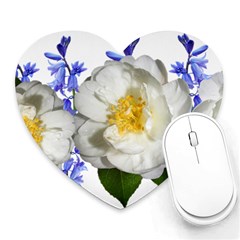 Flowers Camellia Bluebells Fragrant Heart Mousepads by Pakrebo