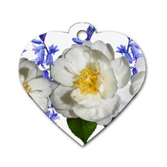 Flowers Camellia Bluebells Fragrant Dog Tag Heart (one Side) by Pakrebo