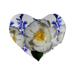 Flowers Camellia Bluebells Fragrant Standard 16  Premium Heart Shape Cushions by Pakrebo