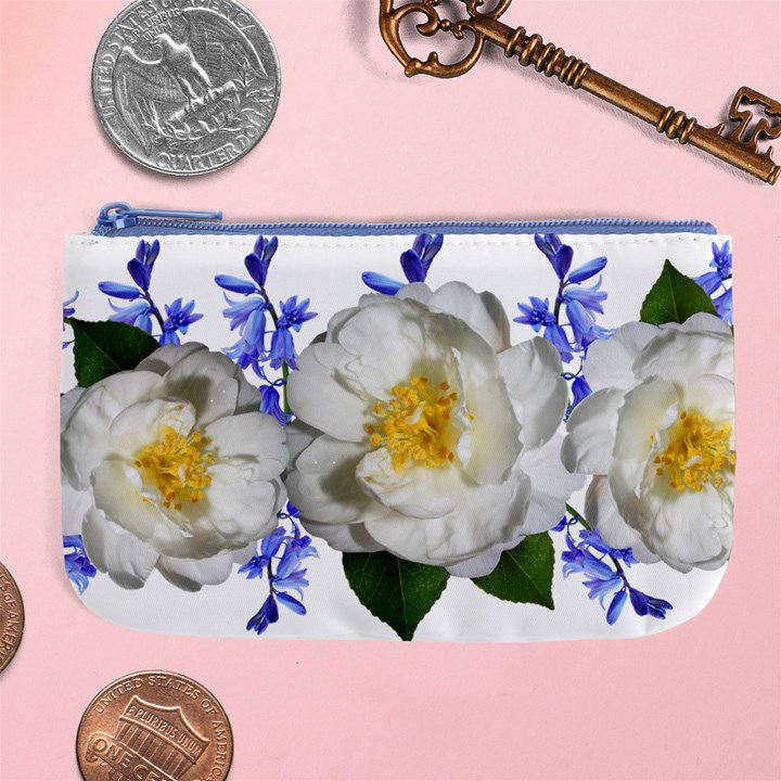 Flowers Camellia Bluebells Fragrant Large Coin Purse