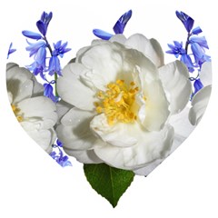 Flowers Camellia Bluebells Fragrant Wooden Puzzle Heart by Pakrebo