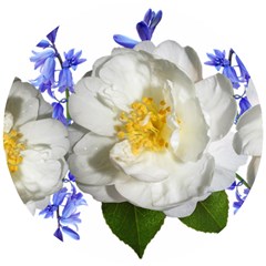 Flowers Camellia Bluebells Fragrant Wooden Puzzle Round by Pakrebo