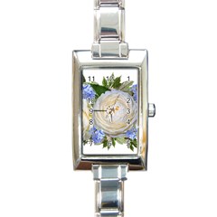 Roses Flowers Plumbago Arrangement Rectangle Italian Charm Watch by Pakrebo