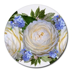 Roses Flowers Plumbago Arrangement Round Mousepads