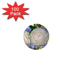 Roses Flowers Plumbago Arrangement 1  Mini Buttons (100 Pack)  by Pakrebo