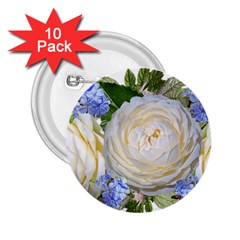 Roses Flowers Plumbago Arrangement 2 25  Buttons (10 Pack)  by Pakrebo