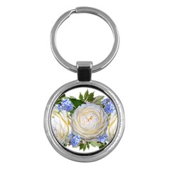 Roses Flowers Plumbago Arrangement Key Chain (round) by Pakrebo