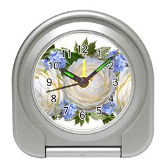 Roses Flowers Plumbago Arrangement Travel Alarm Clock by Pakrebo