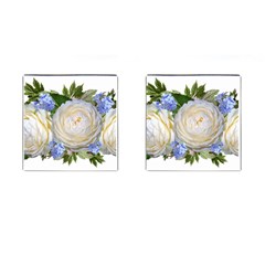 Roses Flowers Plumbago Arrangement Cufflinks (square) by Pakrebo