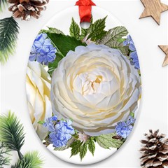 Roses Flowers Plumbago Arrangement Oval Ornament (two Sides)