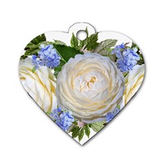 Roses Flowers Plumbago Arrangement Dog Tag Heart (one Side) by Pakrebo