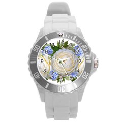 Roses Flowers Plumbago Arrangement Round Plastic Sport Watch (l) by Pakrebo