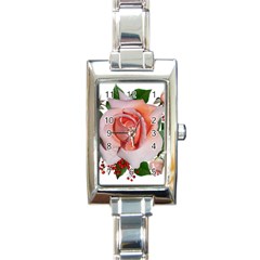 Roses Flowers Berries Arrangement Rectangle Italian Charm Watch by Pakrebo