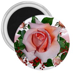 Roses Flowers Berries Arrangement 3  Magnets by Pakrebo