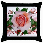 Roses Flowers Berries Arrangement Throw Pillow Case (Black) Front