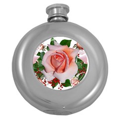 Roses Flowers Berries Arrangement Round Hip Flask (5 Oz) by Pakrebo