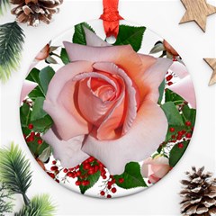 Roses Flowers Berries Arrangement Round Ornament (two Sides)