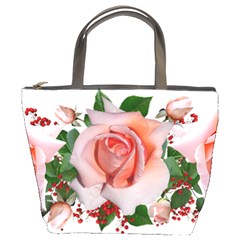 Roses Flowers Berries Arrangement Bucket Bag by Pakrebo