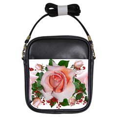 Roses Flowers Berries Arrangement Girls Sling Bag by Pakrebo