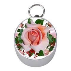 Roses Flowers Berries Arrangement Mini Silver Compasses by Pakrebo