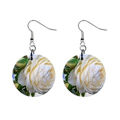 Rose White Flower Plumbago Mini Button Earrings by Pakrebo