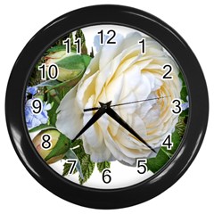 Rose White Flower Plumbago Wall Clock (black) by Pakrebo