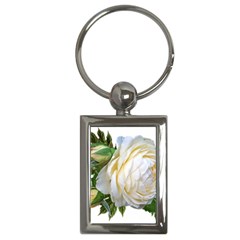 Rose White Flower Plumbago Key Chain (rectangle) by Pakrebo