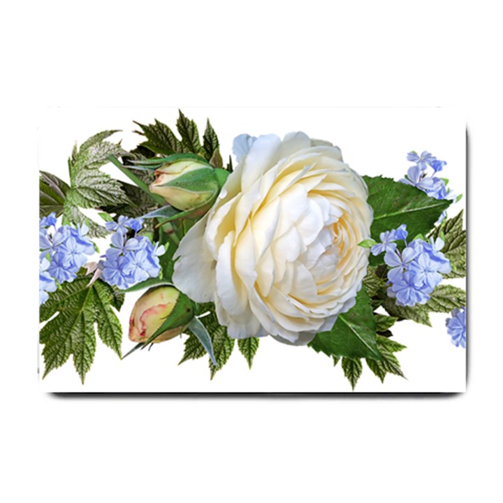 Rose White Flower Plumbago Small Doormat 