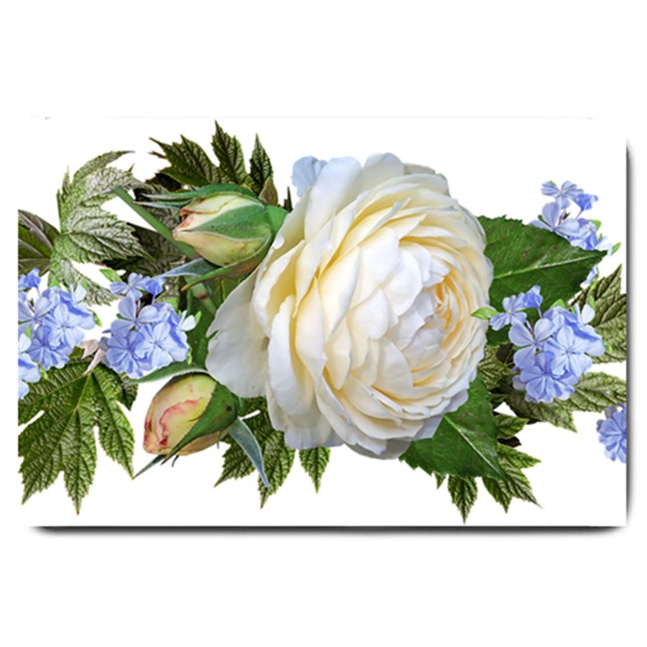 Rose White Flower Plumbago Large Doormat 