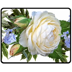 Rose White Flower Plumbago Fleece Blanket (medium)  by Pakrebo