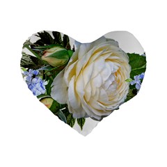 Rose White Flower Plumbago Standard 16  Premium Heart Shape Cushions by Pakrebo