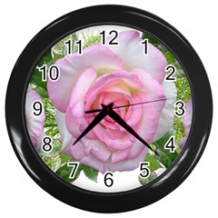 Roses Pink Flowers Perfume Leaves Wall Clock (black) by Pakrebo