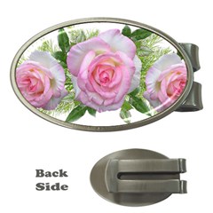 Roses Pink Flowers Perfume Leaves Money Clips (oval)  by Pakrebo