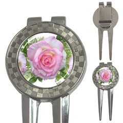 Roses Pink Flowers Perfume Leaves 3-in-1 Golf Divots by Pakrebo