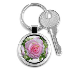 Roses Pink Flowers Perfume Leaves Key Chain (round) by Pakrebo