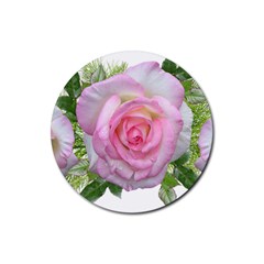 Roses Pink Flowers Perfume Leaves Rubber Coaster (round)  by Pakrebo