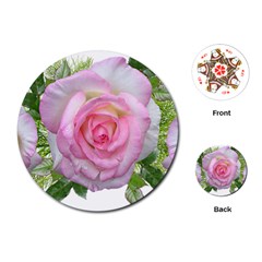 Roses Pink Flowers Perfume Leaves Playing Cards Single Design (round) by Pakrebo