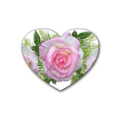 Roses Pink Flowers Perfume Leaves Heart Coaster (4 Pack)  by Pakrebo