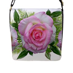 Roses Pink Flowers Perfume Leaves Flap Closure Messenger Bag (l) by Pakrebo