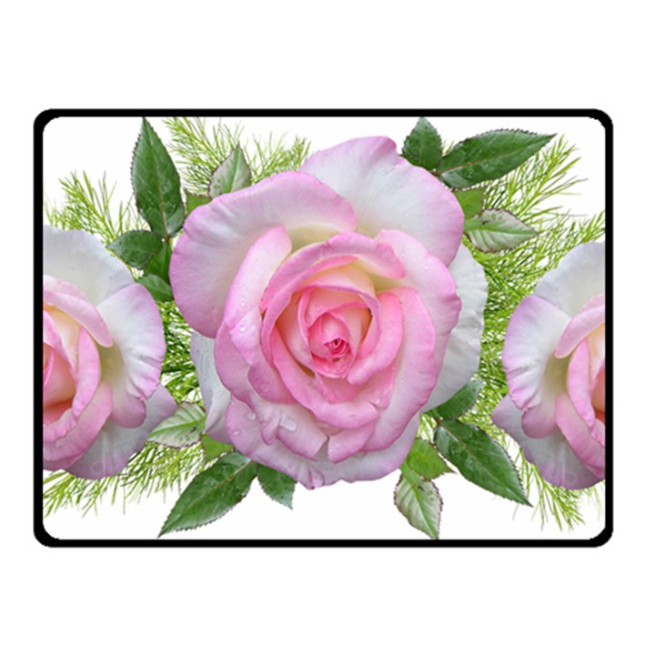 Roses Pink Flowers Perfume Leaves Double Sided Fleece Blanket (Small) 