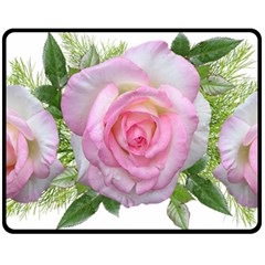 Roses Pink Flowers Perfume Leaves Double Sided Fleece Blanket (medium)  by Pakrebo