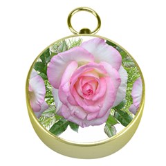 Roses Pink Flowers Perfume Leaves Gold Compasses by Pakrebo