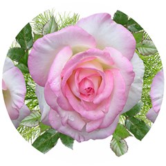 Roses Pink Flowers Perfume Leaves Wooden Puzzle Round