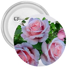 Roses Pink Flowers Leaves 3  Buttons by Pakrebo