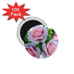 Roses Pink Flowers Leaves 1 75  Magnets (100 Pack) 