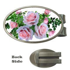 Roses Pink Flowers Leaves Money Clips (oval)  by Pakrebo