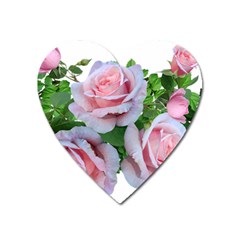 Roses Pink Flowers Leaves Heart Magnet by Pakrebo