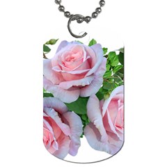 Roses Pink Flowers Leaves Dog Tag (two Sides) by Pakrebo