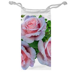 Roses Pink Flowers Leaves Jewelry Bag by Pakrebo