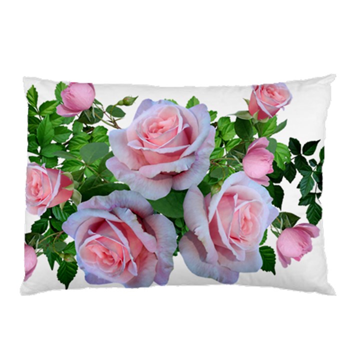 Roses Pink Flowers Leaves Pillow Case